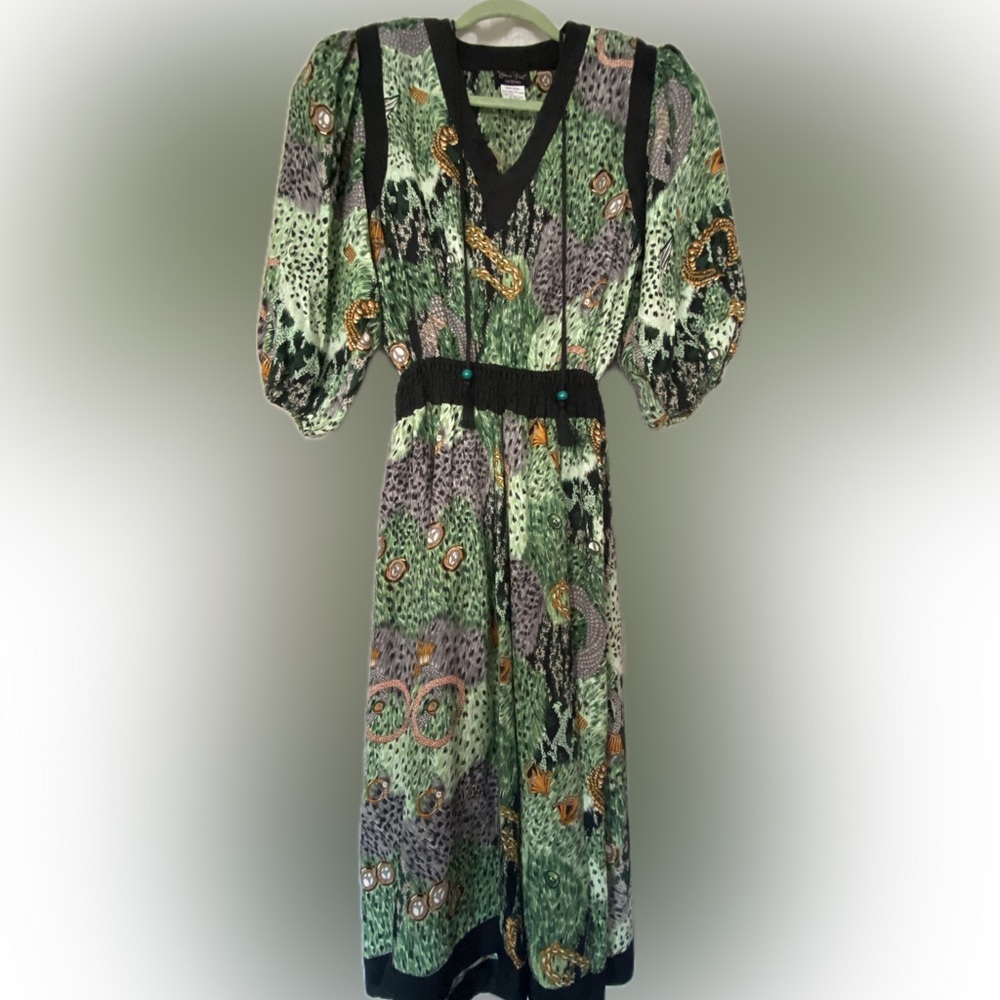 Vintage Diane Freis 3-Piece SILK Boho Dress, Jacket, & Belt